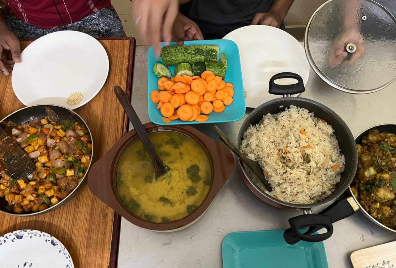 Nepal food cooked by friends